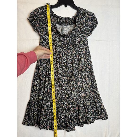 Anthropologie Floral‎ Off-The-Shoulder Mini Dress Buttondown Smocked Printed XS - Picture 6 of 10